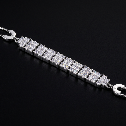 925 Sterling Silver Double Row CZ Tennis Bracelet