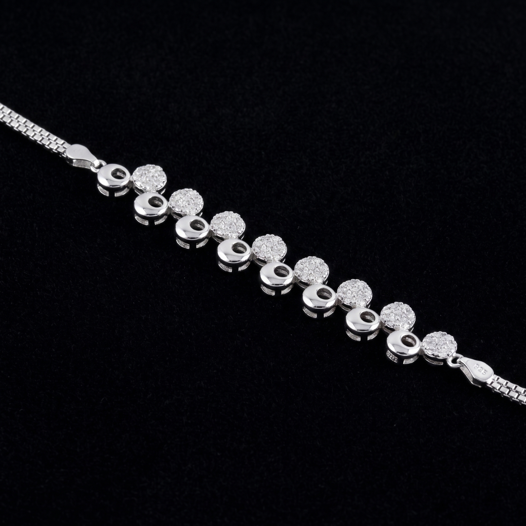 Sterling 925 Silver CZ Cluster Bracelet