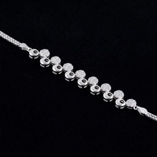 Sterling 925 Silver CZ Cluster Bracelet