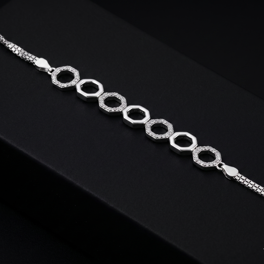 925 Silver Geometric Chain Bracelet