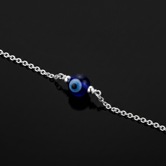Evil Eye Nazar Bead Silver Bracelet for Women