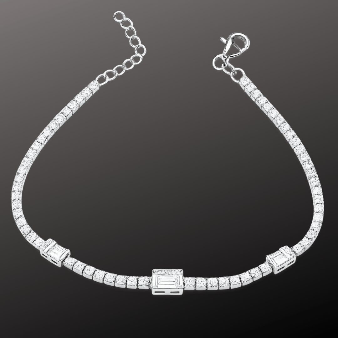 Baguette Accent Silver Bracelet