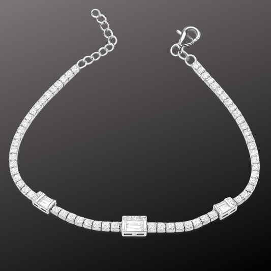 Baguette Accent Silver Bracelet