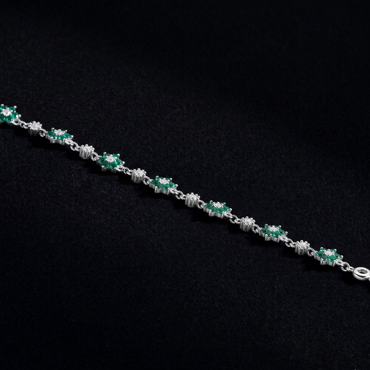 Emerald Green CZ Flower Anklet
