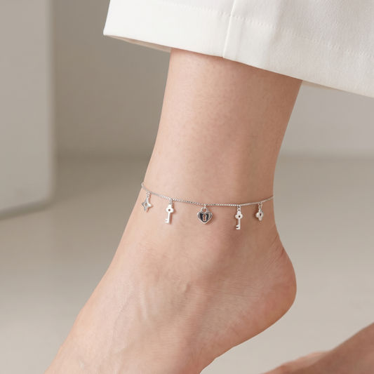 925 Silver Charm Anklet Women