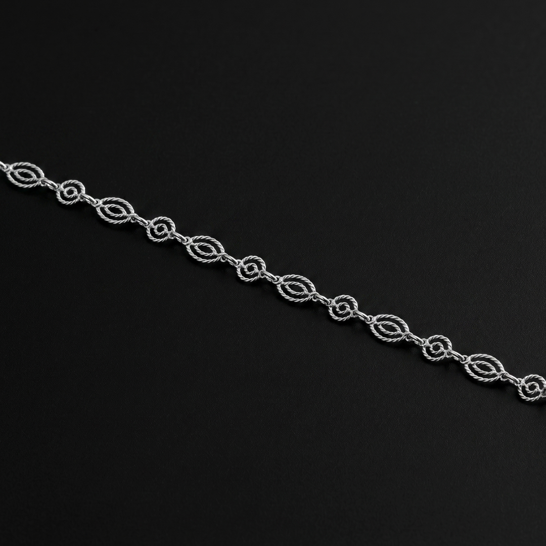 Swirl Chain 925 Silver Anklet