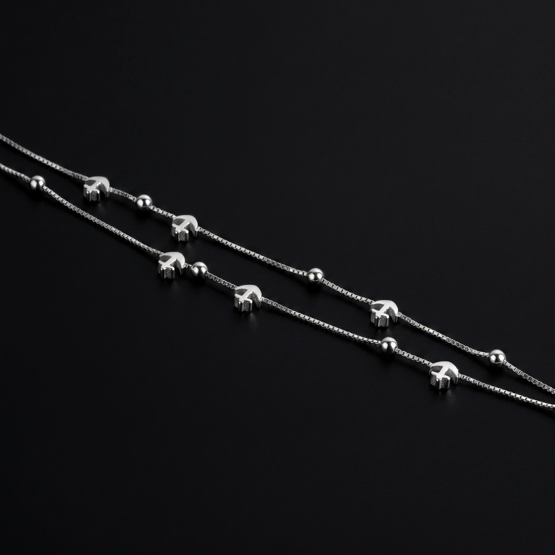 925 Silver Anchor Charm Anklet