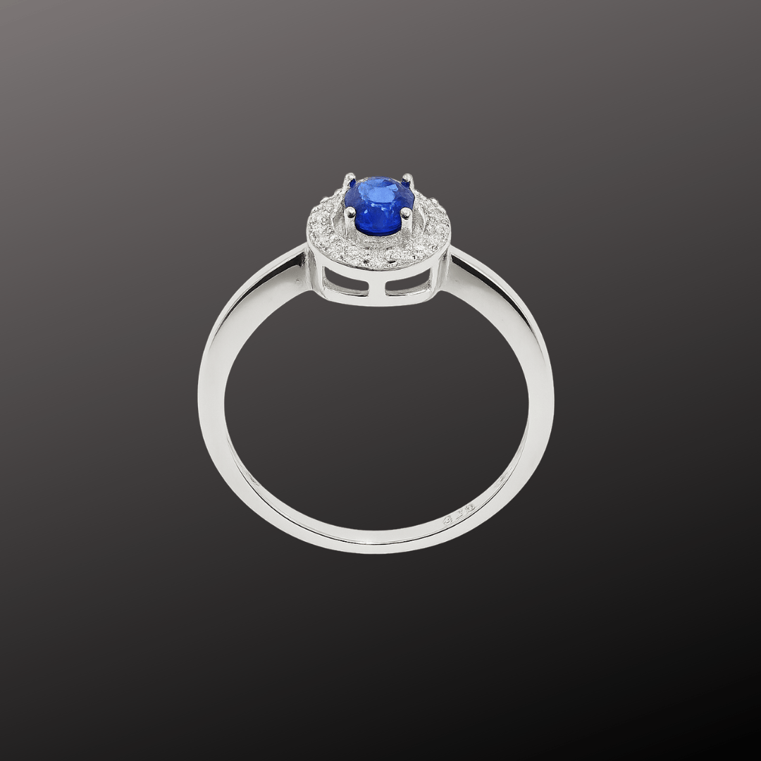 Blue Crystal Halo Ring