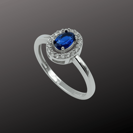 Blue Crystal Halo Ring