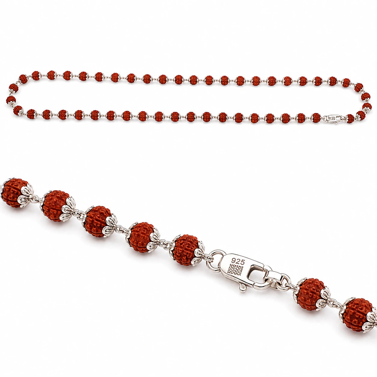 Rudraksha Silver Lotus Cap Mala