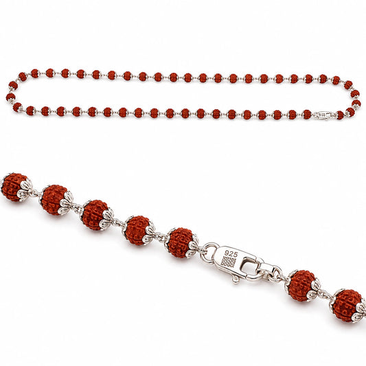 Rudraksha Silver Lotus Cap Mala