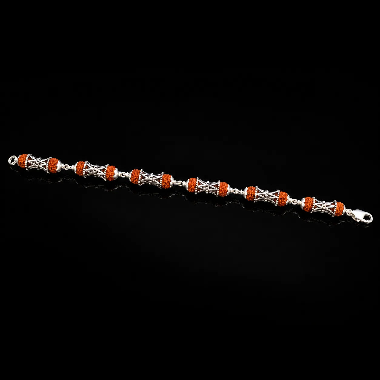 Rudraksha Damru Silver Bracelet