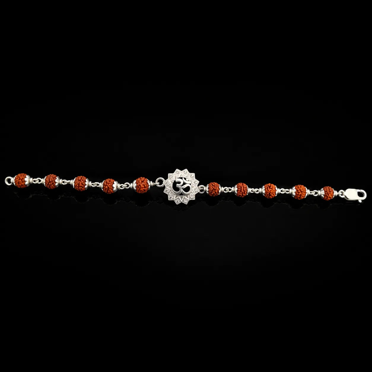 Rudraksha Om Silver Bracelet