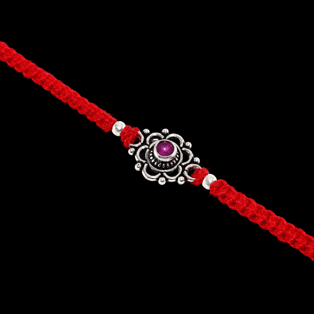 925 Silver Pink Stone Rakhi