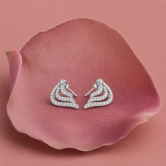 925 Sterling Silver Stylish CZ Diamond Stud Earrings