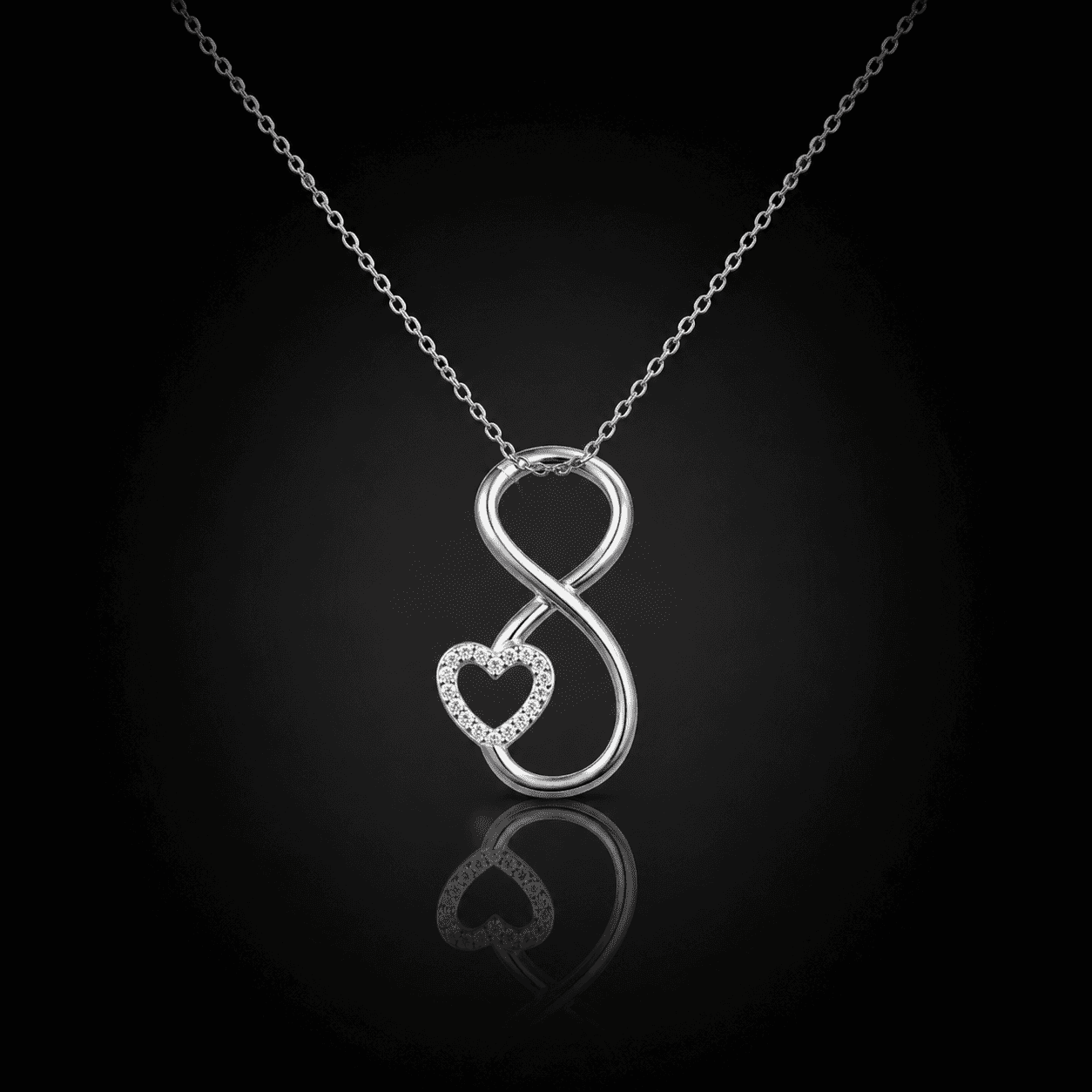 925 Silver Infinity Heart Pendant Necklace for Women