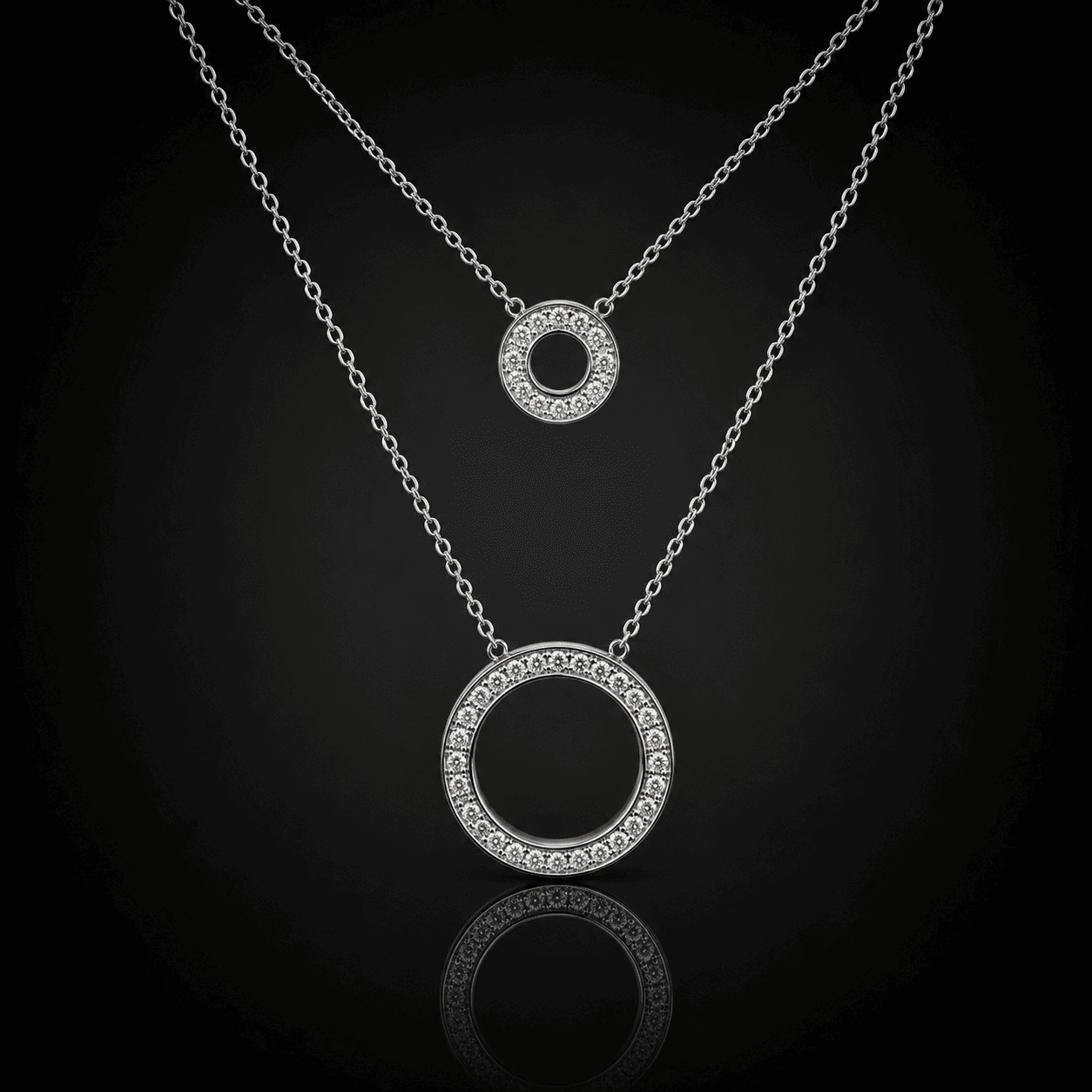 Layered Circle Necklace in 925 Sterling Silver