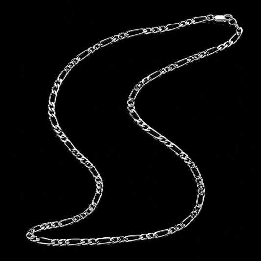 925 Sterling Silver Figaro Chain Necklace Men