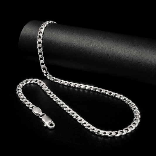 Polished Silver Curb Chain Men