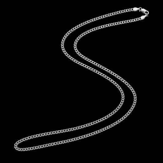 925 Silver Slim Curb Chain Necklace for Men