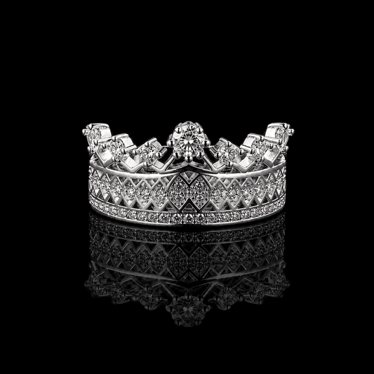 925 Silver Crown Ring CZ