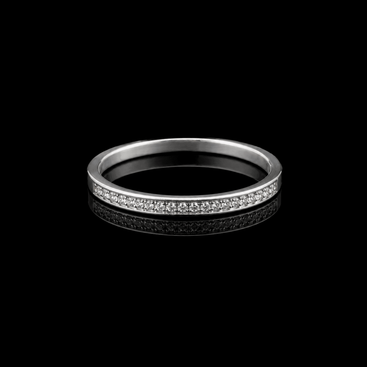 Silver Wedding Band CZ