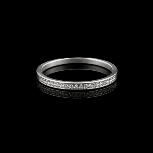 Silver Wedding Band CZ