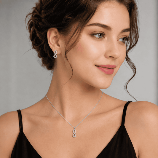 925 Silver Infinity Pendant & Earrings Set