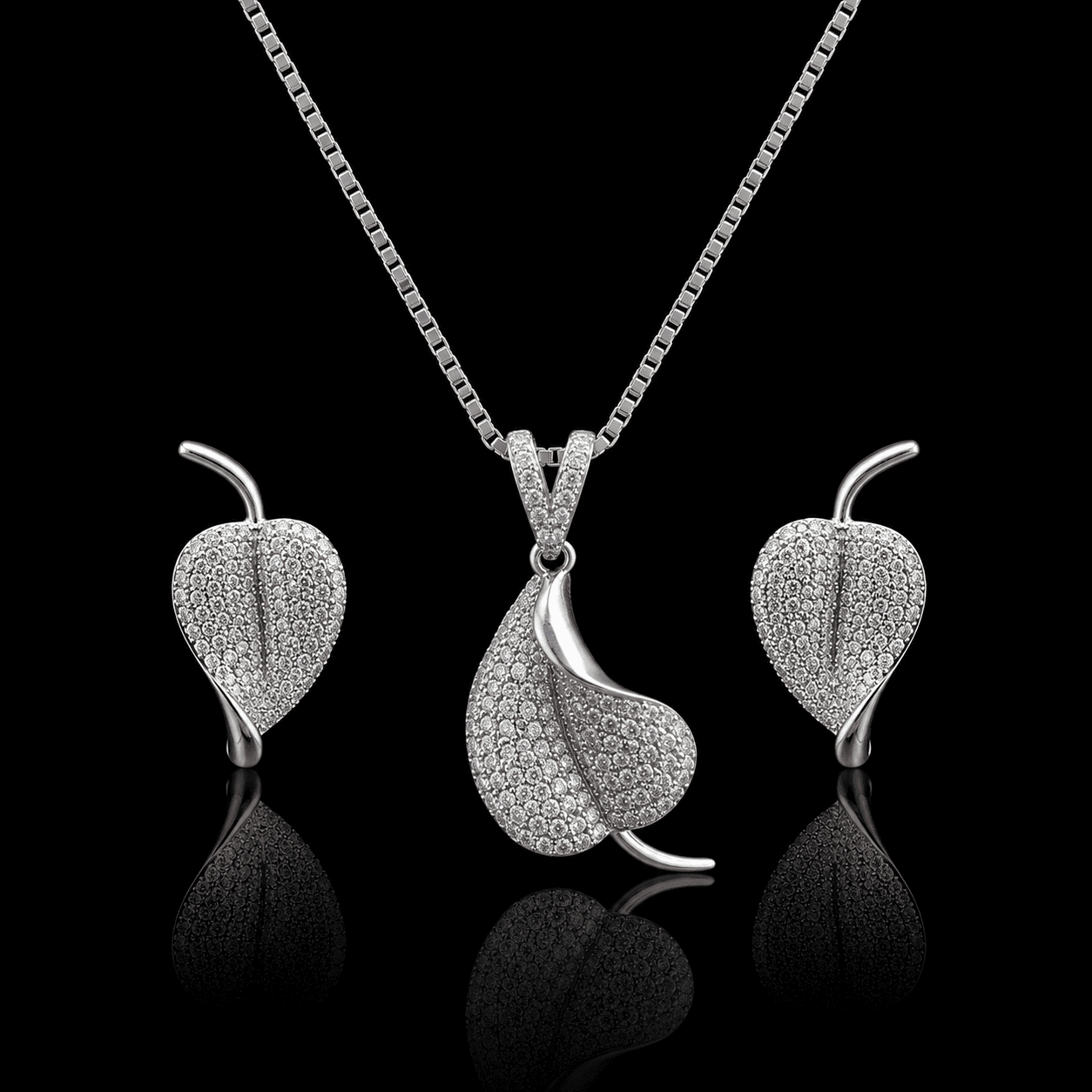 925 Silver Leaf Jewellery Set