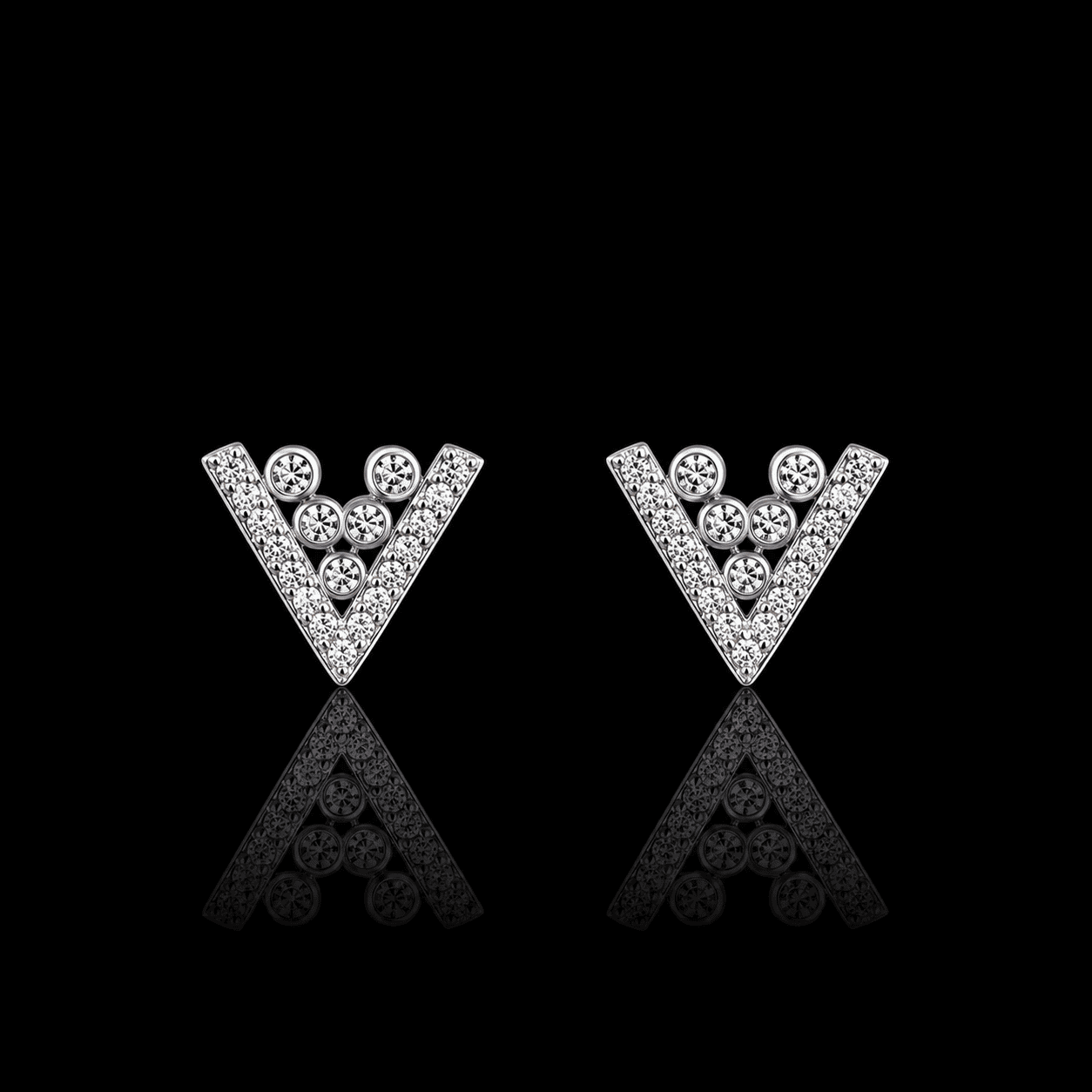 Silver Chevron Stud Earrings