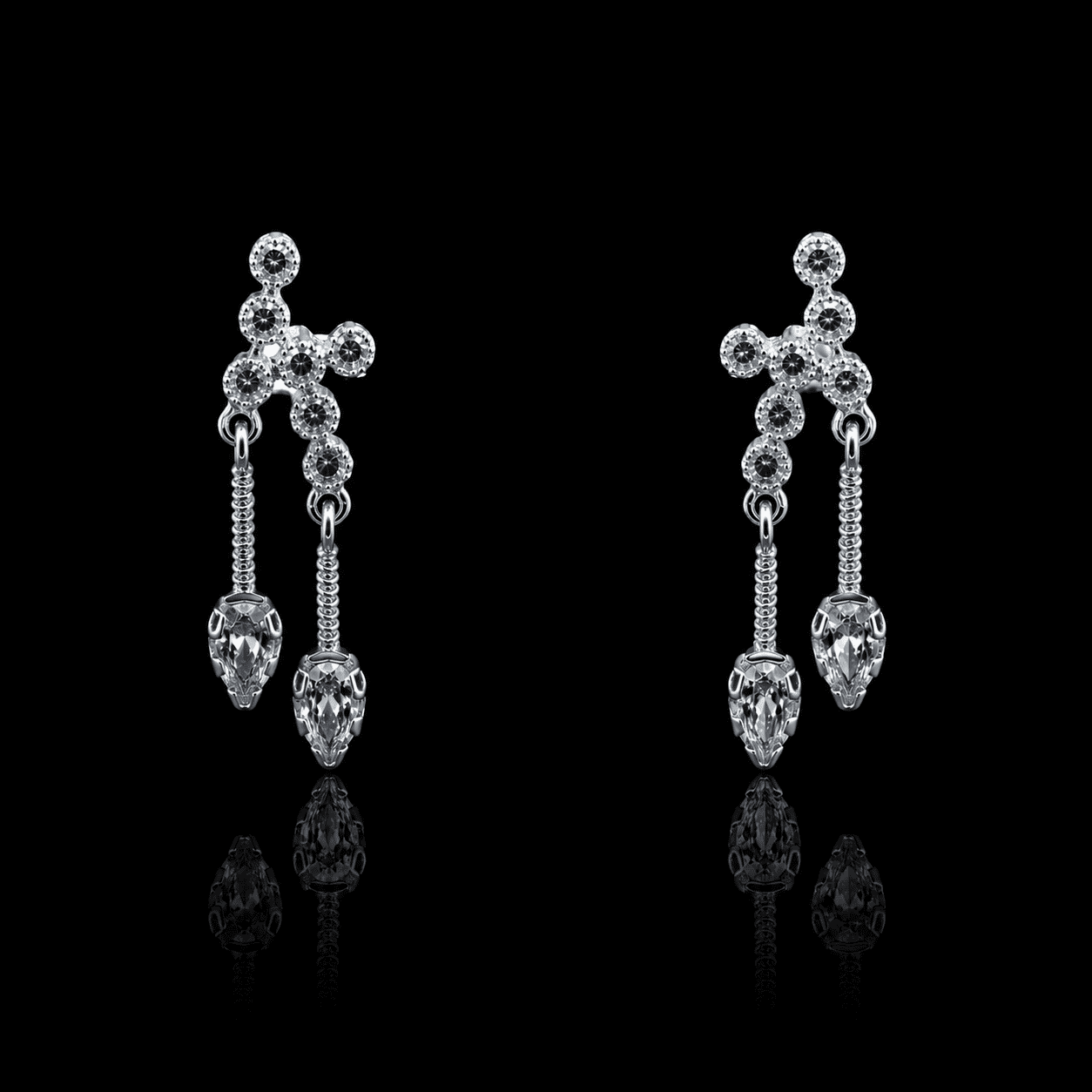 925 Silver Double Drop Studs