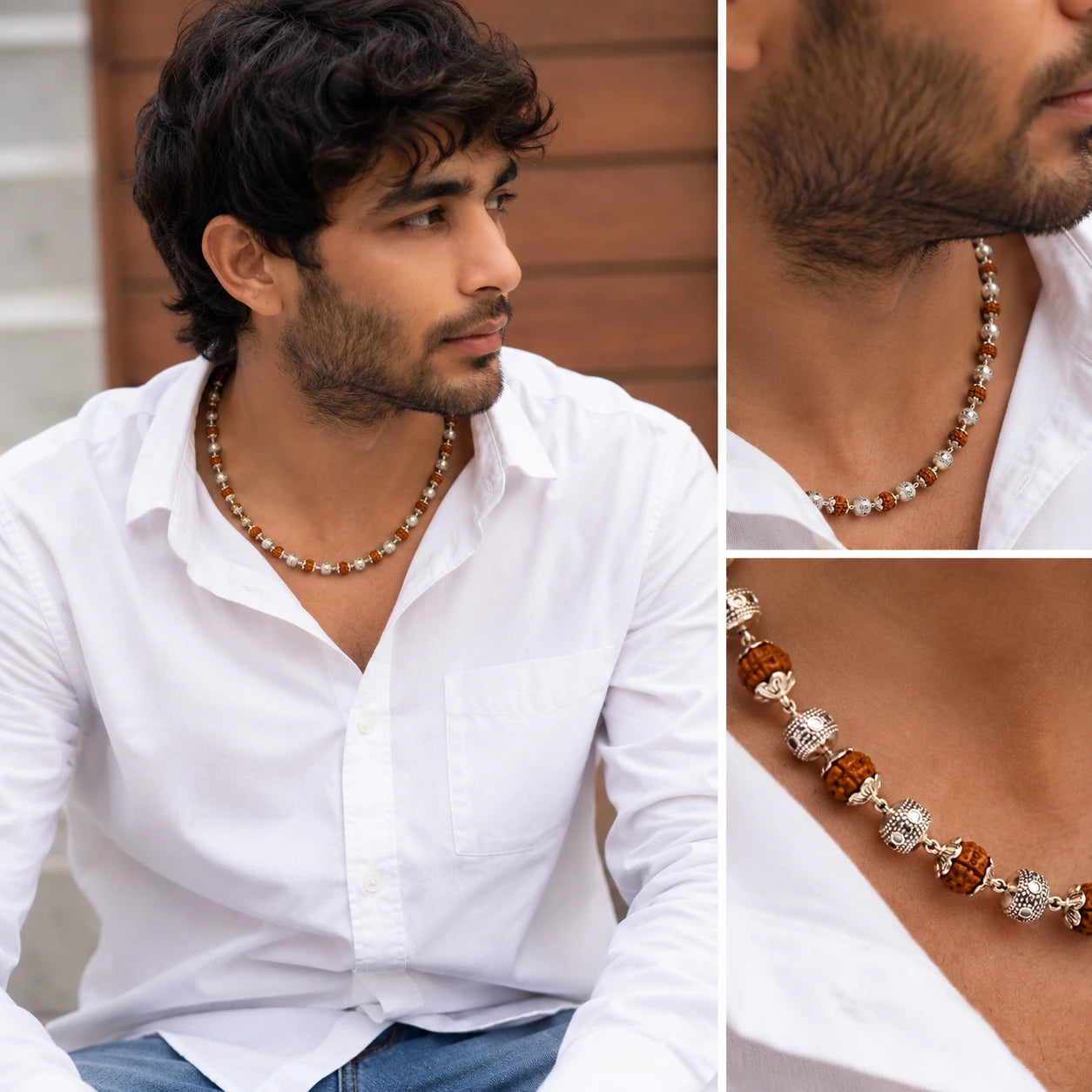 Rudraksha Silver Granulated Bead Mala