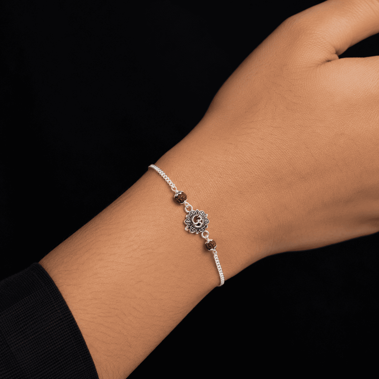 925 Sterling Silver Om Symbol Bracelet for Men