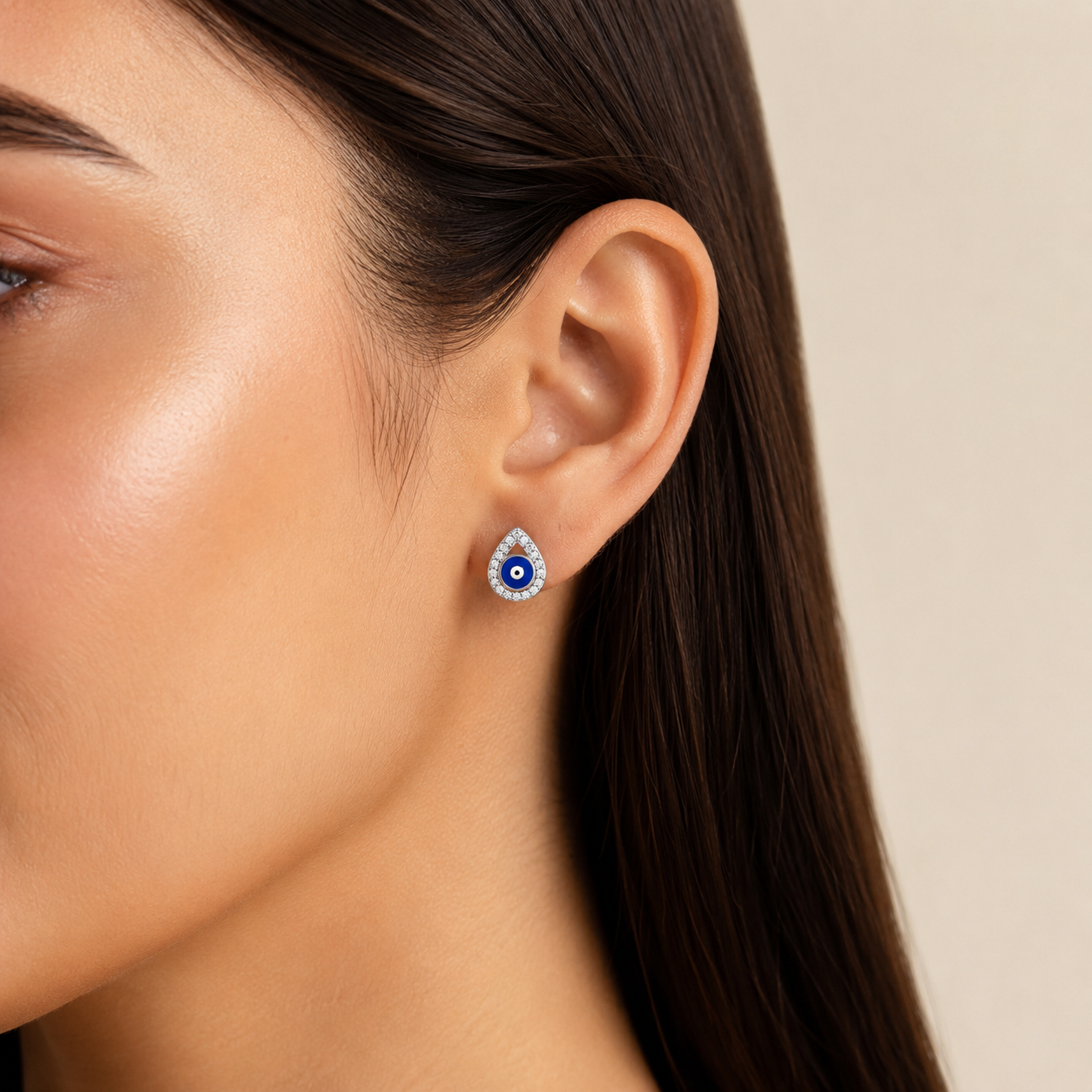 925 Silver Evil Eye Drop Earrings