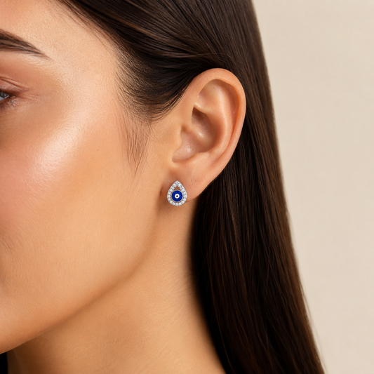 925 Silver Evil Eye Drop Earrings