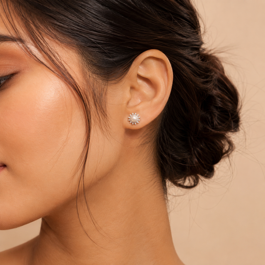925 Silver Pearl Stud Earrings