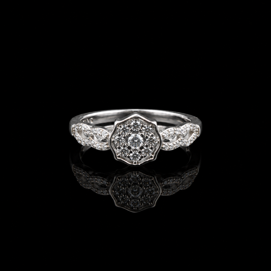 925 Silver Cluster Halo Ring