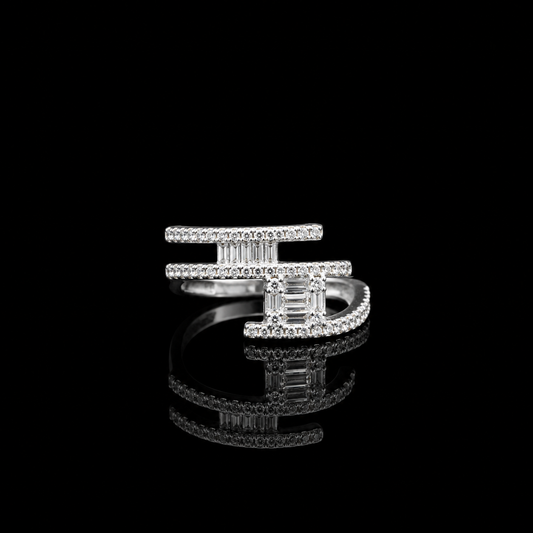 925 Silver Baguette Bar Ring