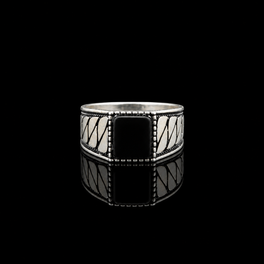 925 Silver Black Onyx Ring Men