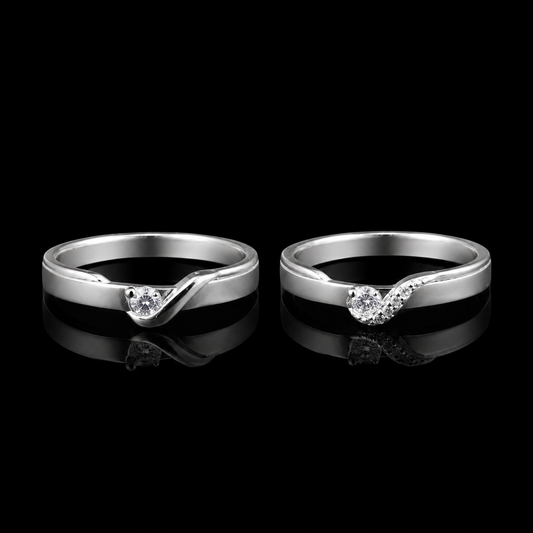 925 Silver Wave Couple Rings