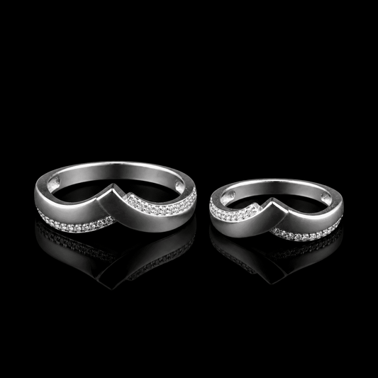 925 Silver Chevron Couple Ring