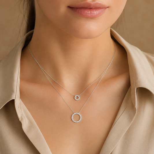 Layered Circle Necklace in 925 Sterling Silver