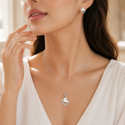 925 Sterling Silver Pendant & Earrings Set