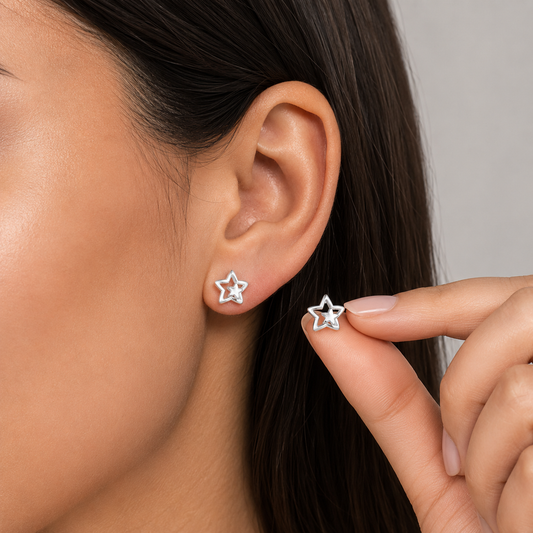 925 Sterling Silver Star Stud Earrings