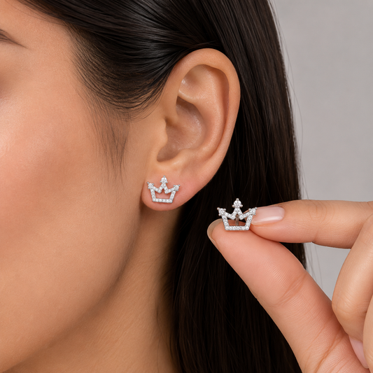 925 Silver Crown Stud Earrings