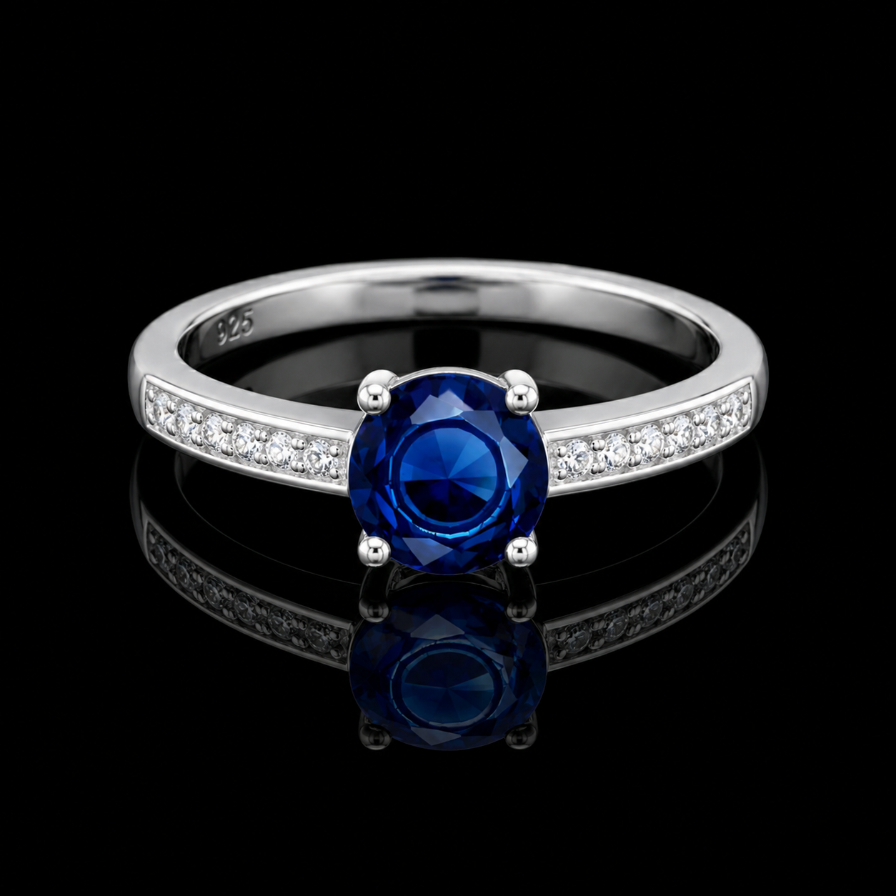 925 Sterling Silver Blue Crystal Ring