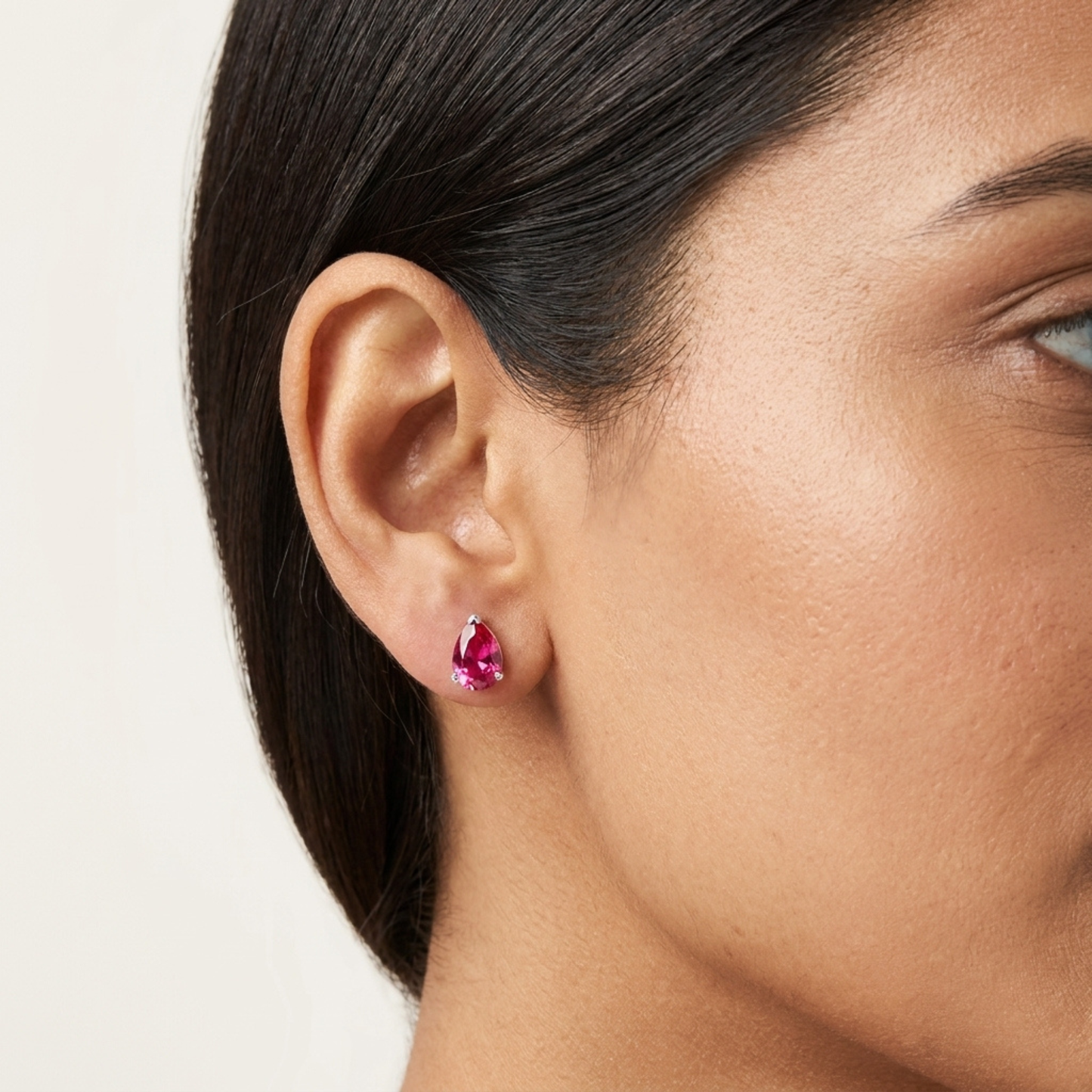 925 Sterling Silver Pink Stone Stud Earrings