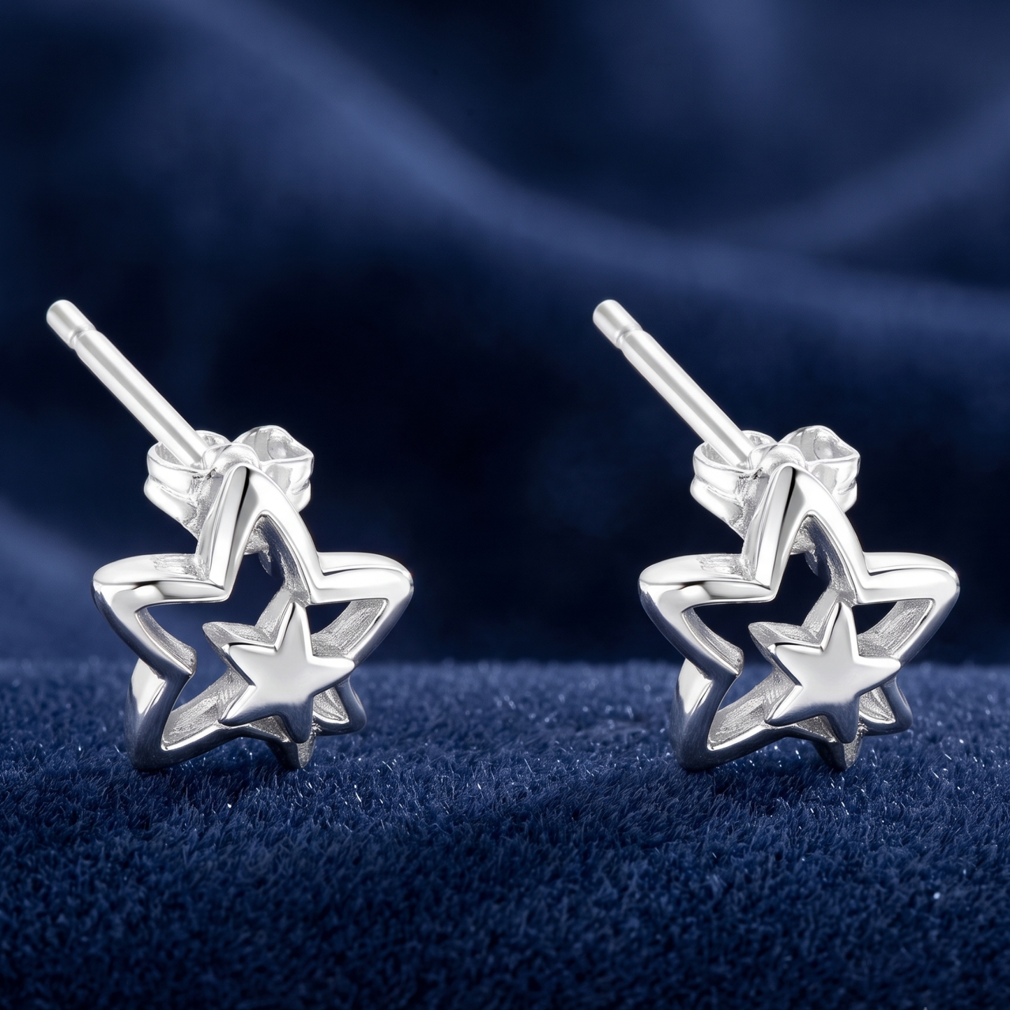 925 Sterling Silver Star Stud Earrings