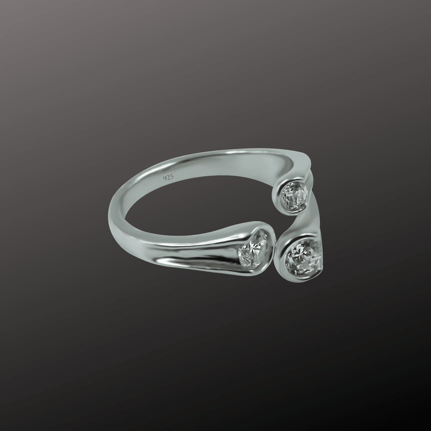 Adjustable Modern Triple Crystal Ring