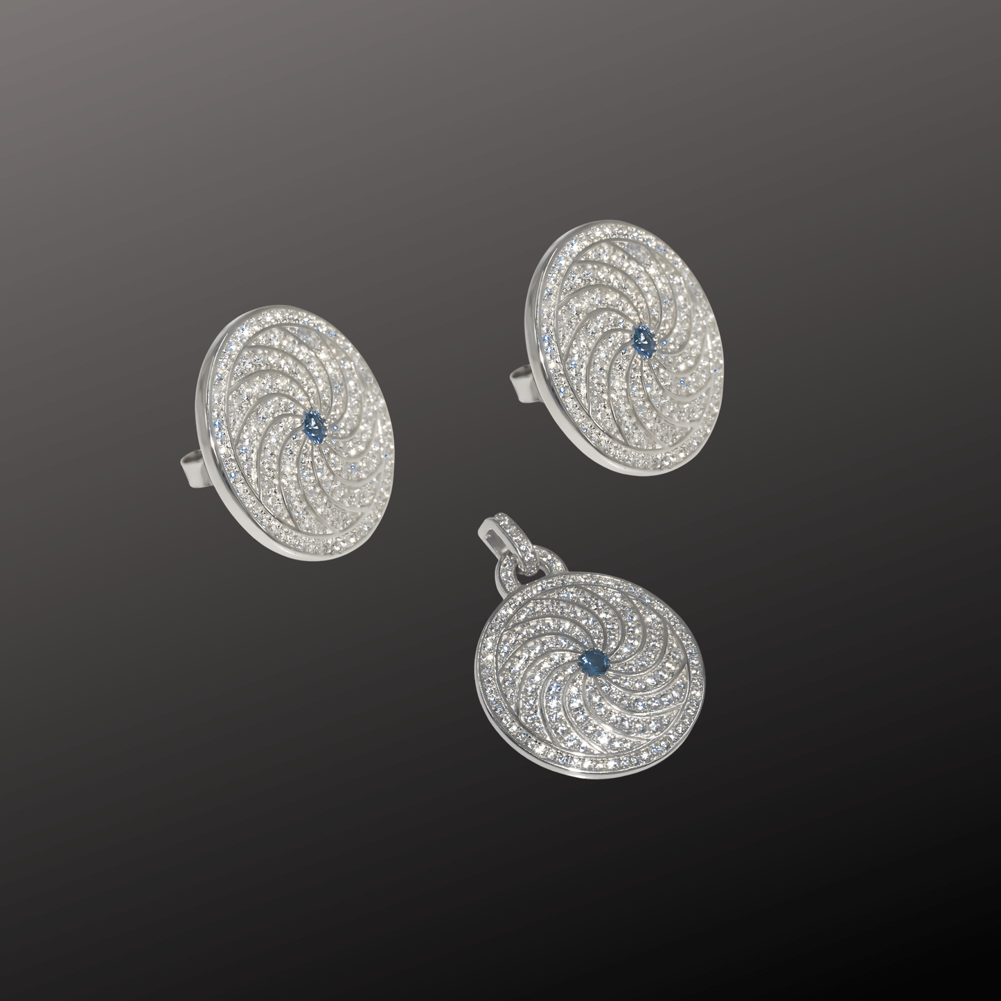 Swirl Sparkle Pendant Earring Set